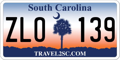 SC license plate ZLO139