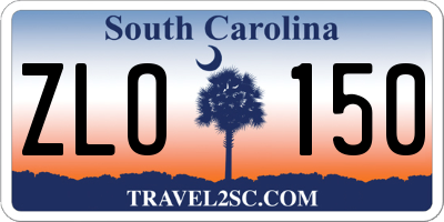 SC license plate ZLO150