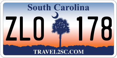 SC license plate ZLO178