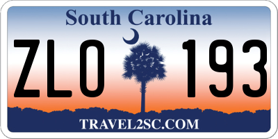 SC license plate ZLO193