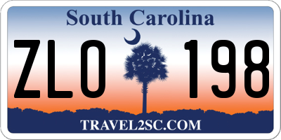 SC license plate ZLO198