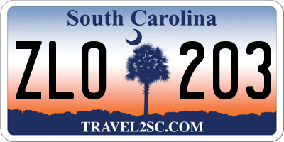 SC license plate ZLO203