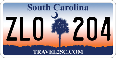 SC license plate ZLO204