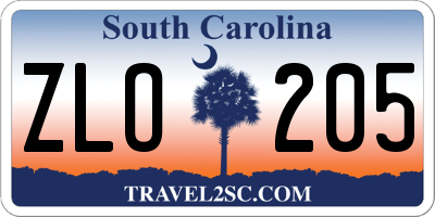 SC license plate ZLO205