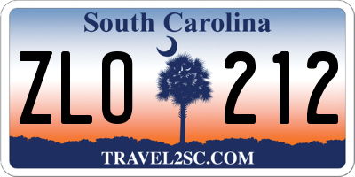 SC license plate ZLO212