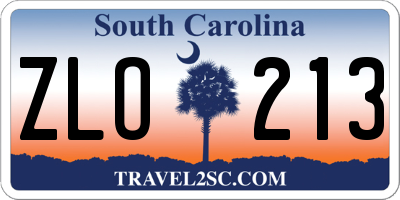 SC license plate ZLO213