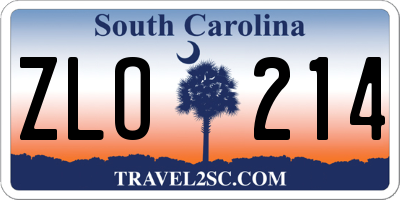 SC license plate ZLO214