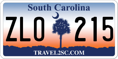 SC license plate ZLO215
