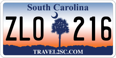 SC license plate ZLO216