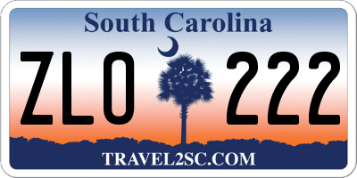 SC license plate ZLO222