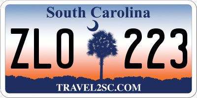 SC license plate ZLO223