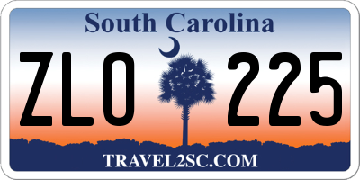 SC license plate ZLO225