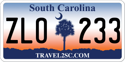 SC license plate ZLO233