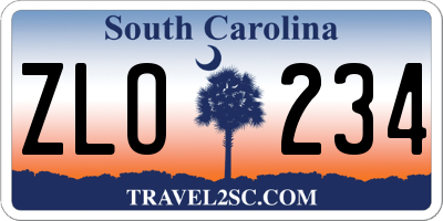 SC license plate ZLO234