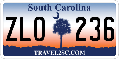 SC license plate ZLO236