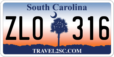 SC license plate ZLO316