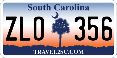 SC license plate ZLO356
