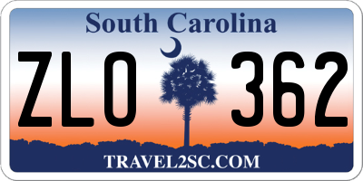 SC license plate ZLO362
