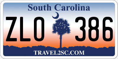 SC license plate ZLO386