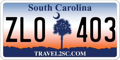 SC license plate ZLO403