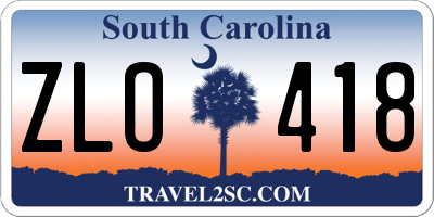 SC license plate ZLO418