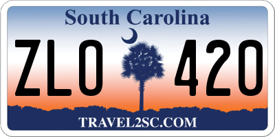 SC license plate ZLO420