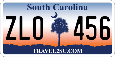 SC license plate ZLO456