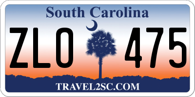 SC license plate ZLO475
