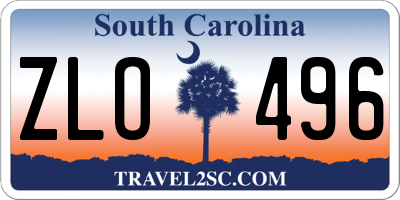 SC license plate ZLO496