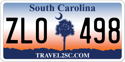 SC license plate ZLO498