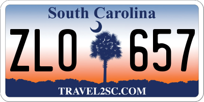 SC license plate ZLO657