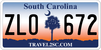SC license plate ZLO672