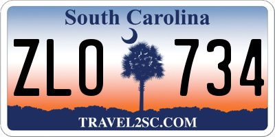 SC license plate ZLO734
