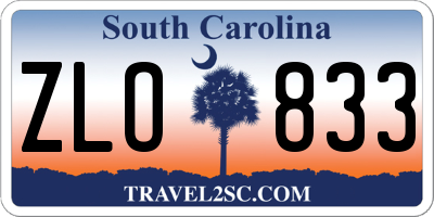SC license plate ZLO833