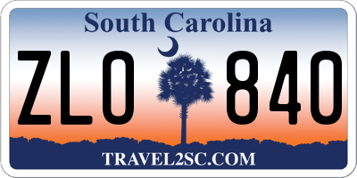 SC license plate ZLO840