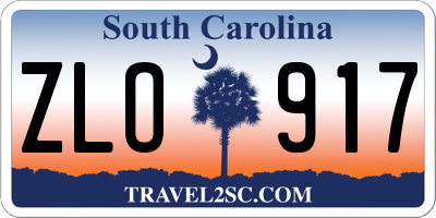 SC license plate ZLO917