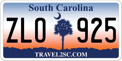 SC license plate ZLO925