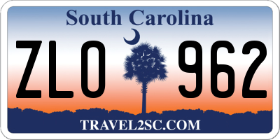 SC license plate ZLO962
