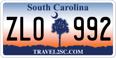 SC license plate ZLO992
