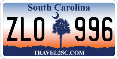 SC license plate ZLO996