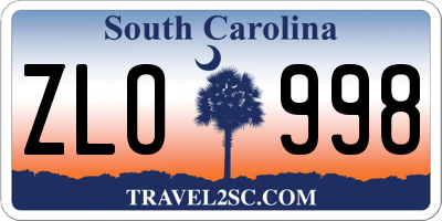 SC license plate ZLO998