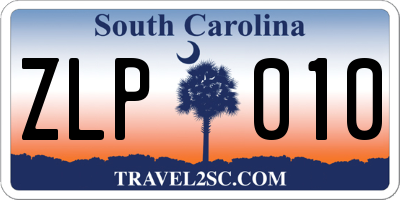 SC license plate ZLP010