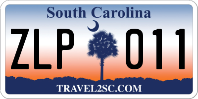 SC license plate ZLP011