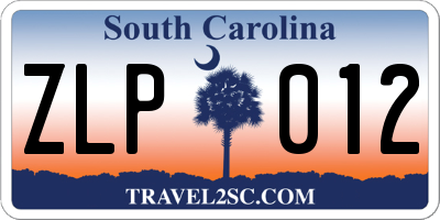 SC license plate ZLP012