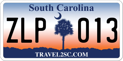 SC license plate ZLP013