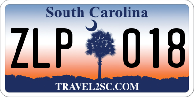 SC license plate ZLP018