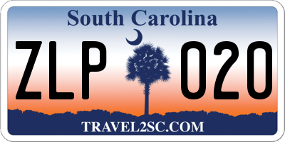 SC license plate ZLP020