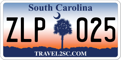 SC license plate ZLP025