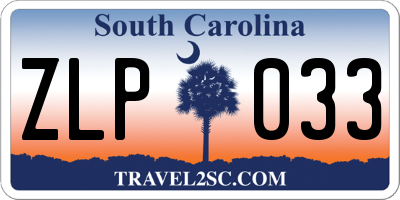 SC license plate ZLP033