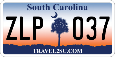 SC license plate ZLP037
